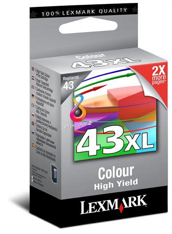 Lexmark 18YX143E - 43XL Numaralı Yüksek Kapasiteli 3 Renkli Kartuş